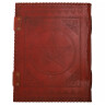 Antique Handmade Leather Bound Notepad with Embossed Pentacle and Six Chakras Stones